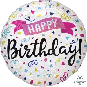 18" Holographic Happy Birthday Sparkle Banner Balloon