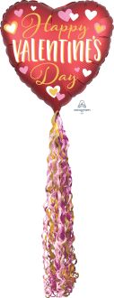 Airwalker Pom Pom Happy Valentines Day Lined with Gold Balloon