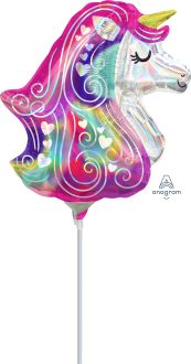 MiniShape Iridescent Heart Unicorn Balloon
