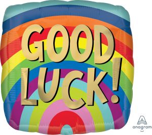 18" Good Luck Rainbow Stripes Balloon