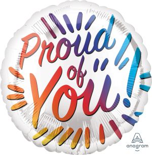 18" Proud of You Rainbow Letters Balloon