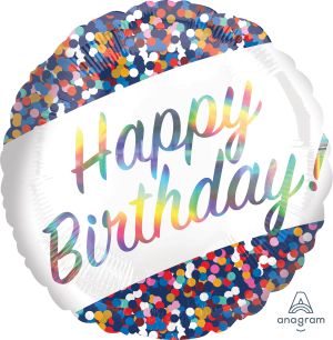 18" Iridescent Birthday Confetti Balloon