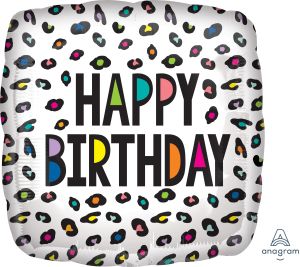 18" Rainbow Leopard Birthday Balloon