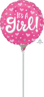 09" Its A Girl Hearts and Dots Balloon