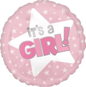 18" Its A Girl Pink Star Balloon
