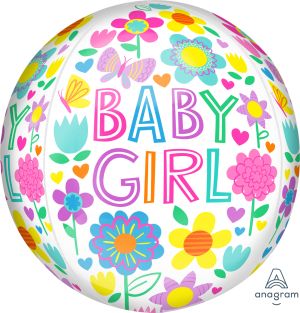 Orbz Baby Girl Floral Butterfly Balloon