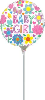 09" Baby Girl Floral Butterfly Balloon