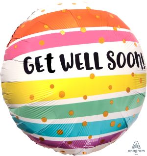 18" Get Well Bold Stripes Balloon