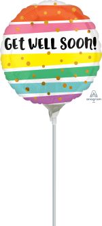 09" Get Well Bold Stripes Balloon