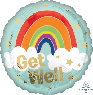 18" Get Well Golden Rainbow Balloon