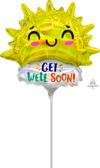 MiniShape Iridescent Get Well Happy Sun Balloon