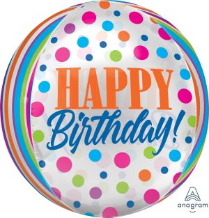 Orbz Clear Birthday Bright Dots Balloon