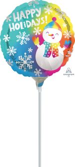 09" Happy Holidays Satin Snowman Balloon
