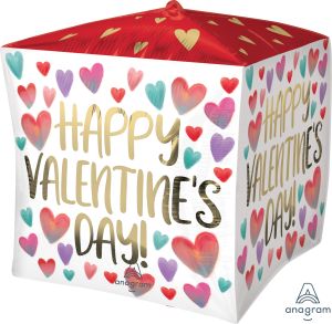 UltraShape Cubez Happy Valentines Day Painted Hearts Balloon