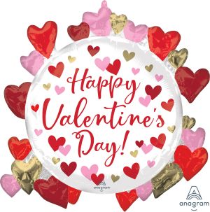 SuperShape Happy Valentines Day Circled in Hearts Balloon