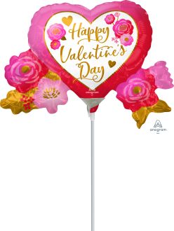 MiniShape Happy Valentines Day Heart and Roses Balloon