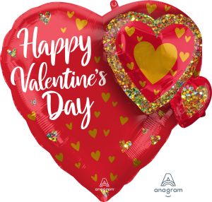 Multi-Balloon Happy Valentines Day Glitter Garland
