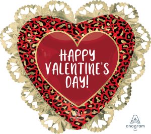 SuperShape Intricates Happy Valentines Day Animal Print Balloon