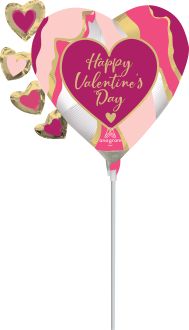 Mini Shape Happy Valentines Day Satin Abstract Marble  Balloon