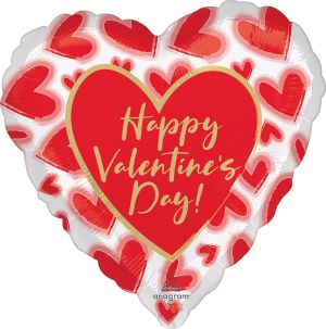 Jumbo Happy Valentines Day Blushed Lined Hearts Balloon