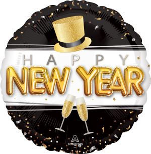 18" Pop Clink Cheers Happy New Year Balloon