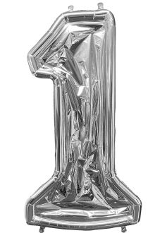 52" BalloonFormz Silver Number 1