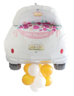 Latex Accented Supershape Just Married Car Balloon