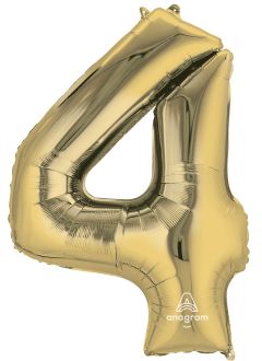 34" White Gold Number 4 Balloon