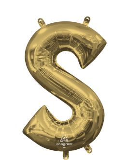 16" White Gold Letter S Balloon