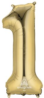 34" White Gold Number 1 Balloon