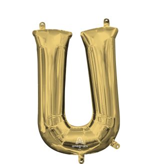 16" White Gold Letter U Balloon