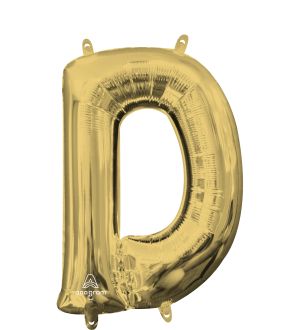16" White Gold Letter D Balloon