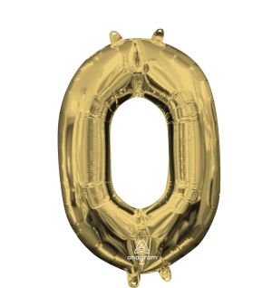 16" White Gold Number 0 Balloon