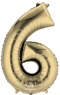 34" White Gold Number 6 Balloon