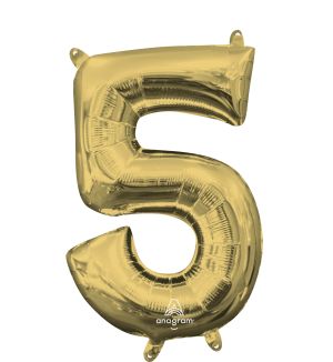 16" White Gold Number 5 Balloon