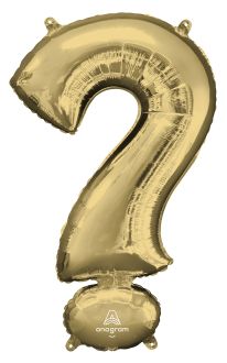 34" White Gold Symbol ? Question Mark Balloon