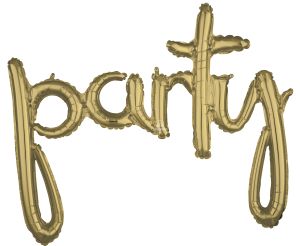 Script Phrase Party White Gold Balloon