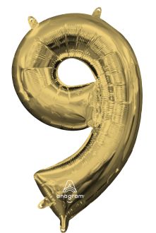 16" White Gold Number 9 Balloon