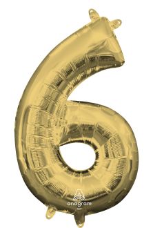 16" White Gold Number 6 Balloon