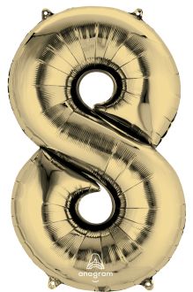 34" White Gold Number 8 Balloon