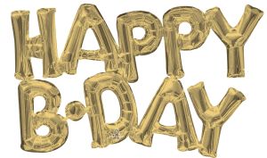 Phrase Happy Bday White Gold Balloon
