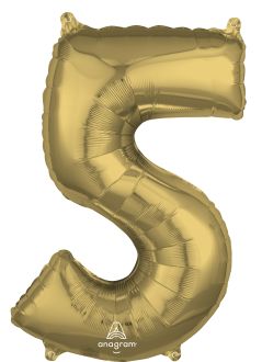 26" White Gold Number 5 Balloon