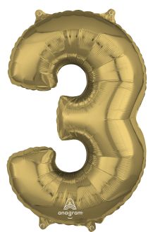 26" White Gold Number 3 Balloon