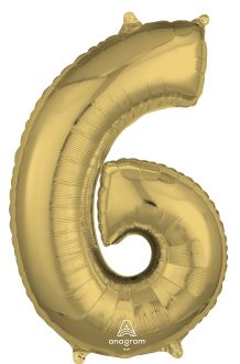 26" White Gold Number 6 Balloon