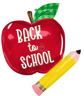 SuperShape Back to School Apple and Pencil Balloon