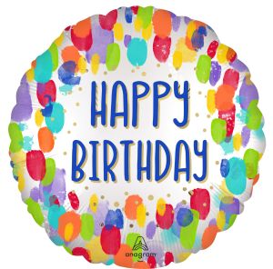 18" Painterly Dots Birthday Balloon