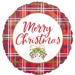 18" Christmas Mistletoe Plaid Balloon