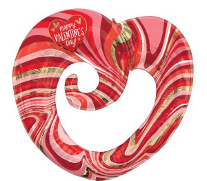SuperShape Happy Valentines Day Marble Twisty Heart Balloon