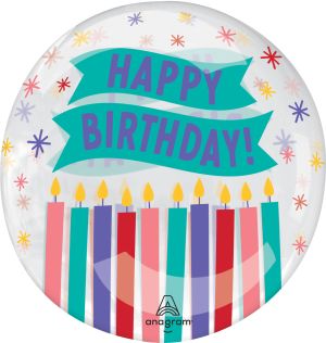 18" Clearz Happy Birthday Candles Balloon
