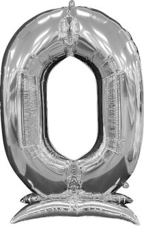 50" Stand-Up Silver Number 0 Balloon